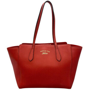 GUCCI Red Leather Tote Bag